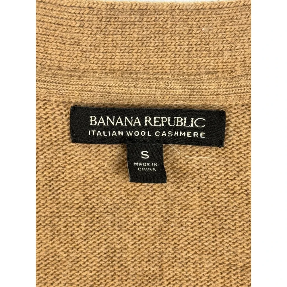 Banana Republic Mens Merino Wool Cashmere Cardigan Sweater Tan Brown Small